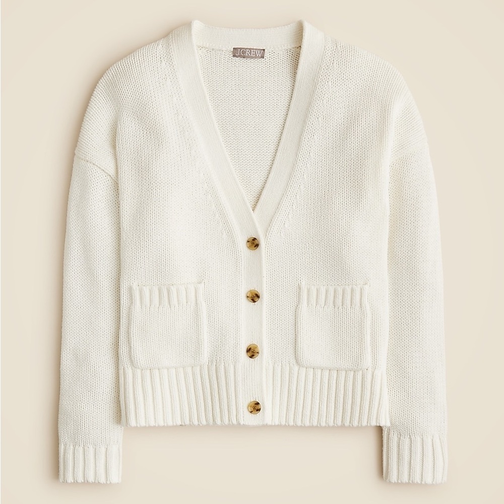 J. Crew Heritage cotton relaxed cardigan in Ivory